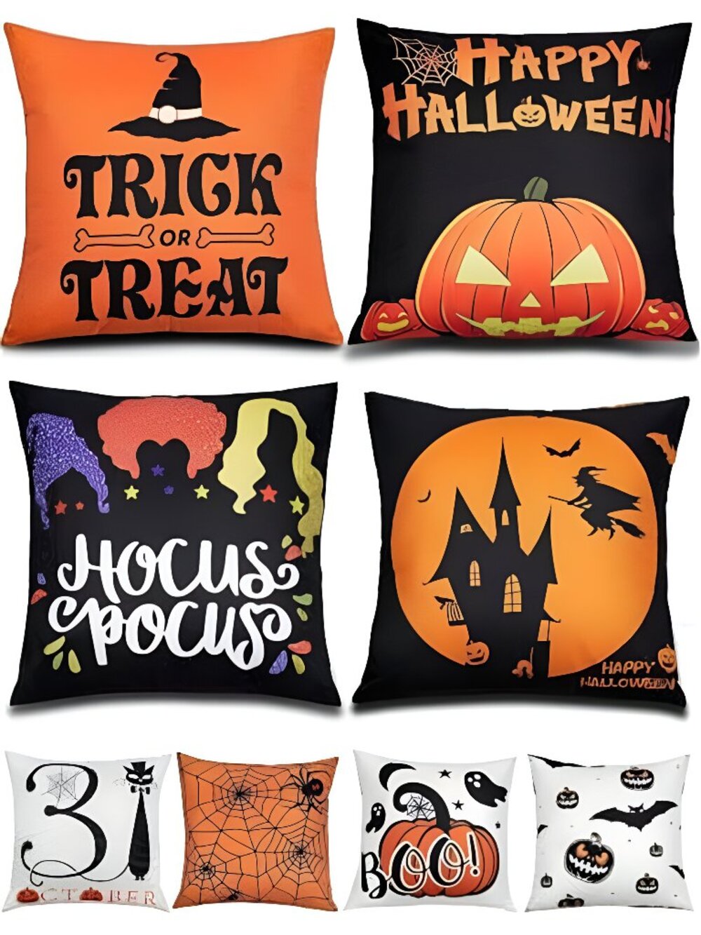 Halloween Pillow Covers 18x18 4Pcs Double‑Sided Print Home Decor